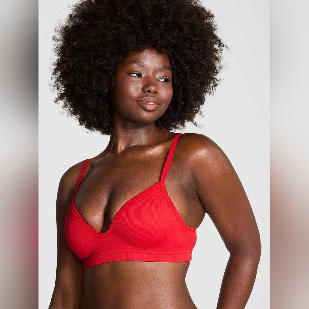 Victoria’s Secret PINK Red Pepper Seamless Push-Up Wireless Bra – Small DD – NWT